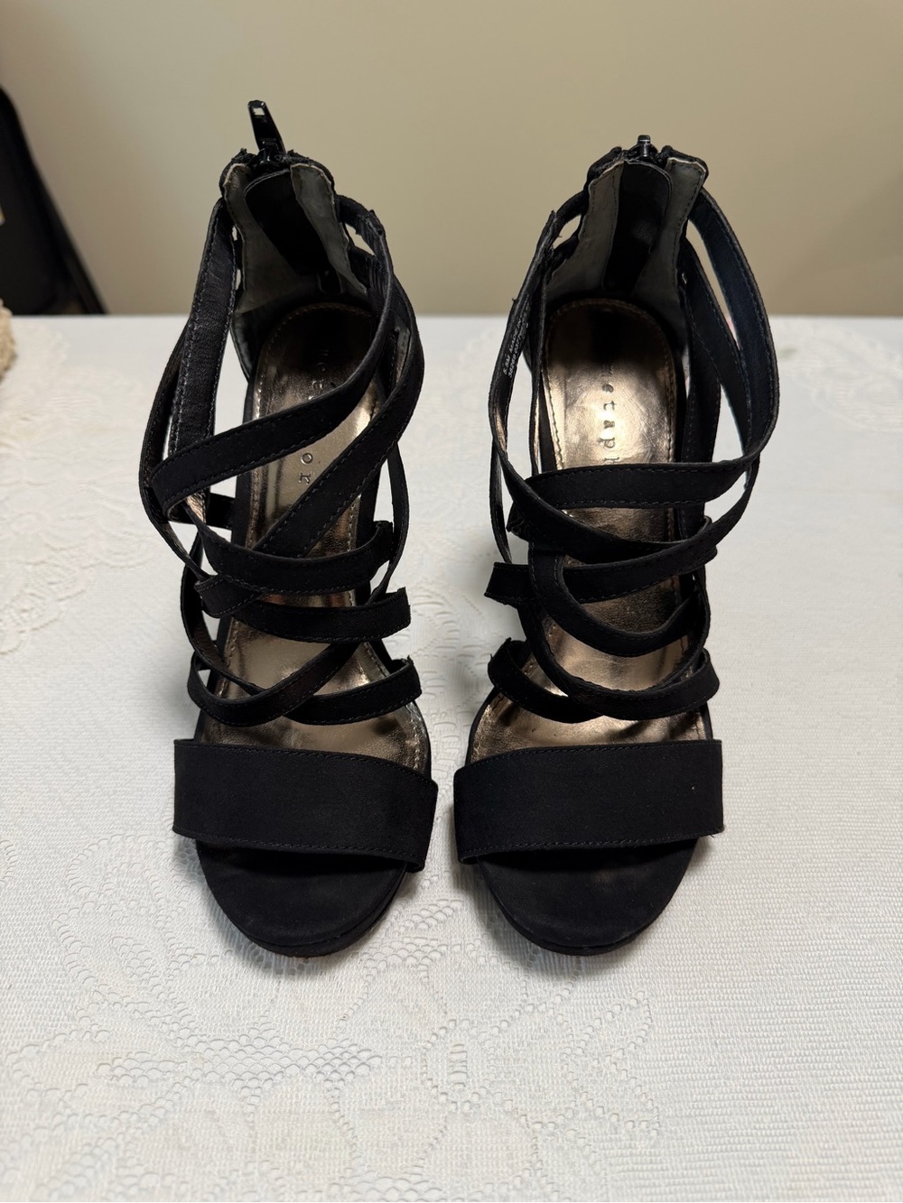Metaphor Black Strappy High Heel Sandals
